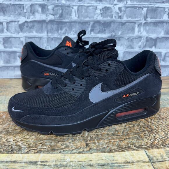 Nike Air Max 90 Black Metallic Grey Total Orange DO6706-010 Mens Size 9 Rare - Picture 1 of 11